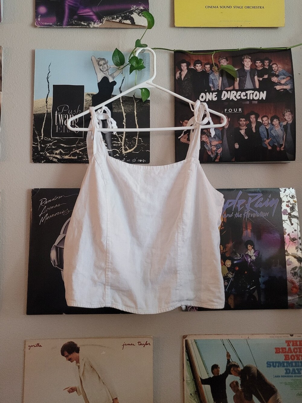 White Tie-Shoulder Cotton Tank Top